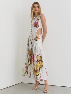 Reiss Petite Bianca Floral Linen Dress, Ivory - view 2, Ivory