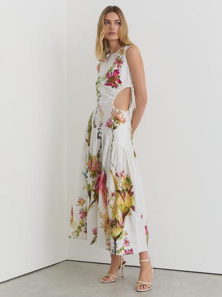 Reiss Petite Bianca Floral Linen Dress, Ivory - view 2, Ivory
