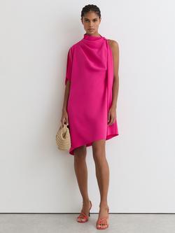 Reiss Ellery Asymmetric One Shoulder Mini Dress, Pink, Pink