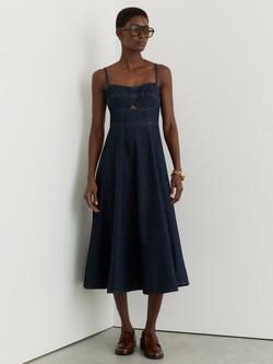 Reiss Petite Emma Denim Midi Dress, Indigo Blue, Indigo Blue