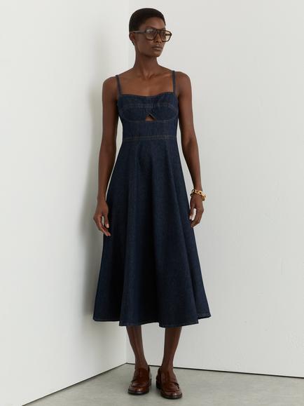 Reiss Petite Emma Denim Midi Dress, Indigo Blue, Indigo Blue