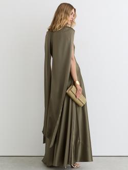 Reiss Petite Fae Maxi Slip Dress, Khaki Green - view 2, Khaki Green