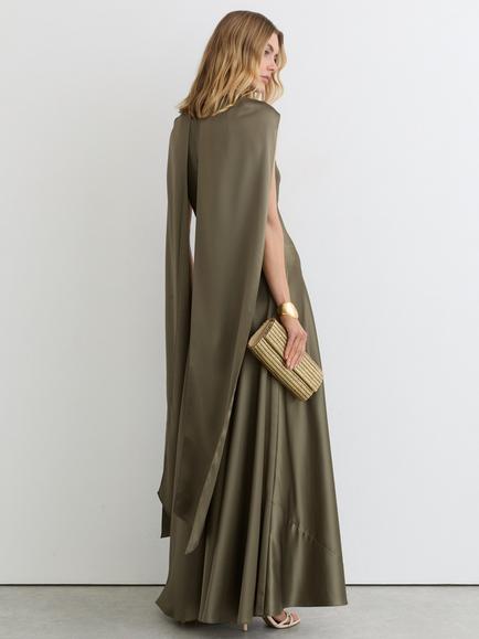 Reiss Petite Fae Maxi Slip Dress, Khaki Green - view 2, Khaki Green
