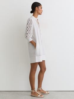 Reiss Gia Cheesecloth Resort Mini Dress, Ivory - view 2, Ivory