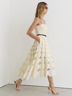 Reiss Gigi Textured Midi Dress, Cream - view 2, Cream