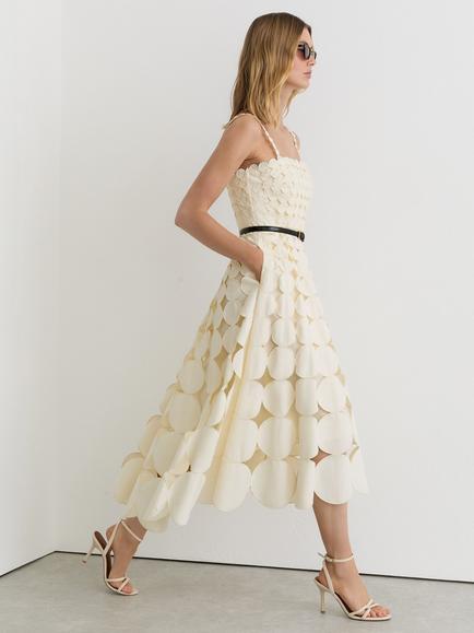 Reiss Gigi Textured Midi Dress, Cream - view 2, Cream
