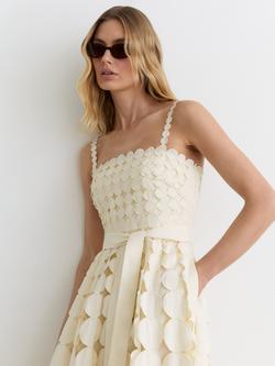 Reiss Petite Gigi Textured Midi Dress, Cream - view 2, Cream