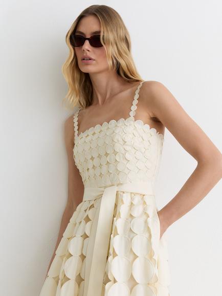 Reiss Petite Gigi Textured Midi Dress, Cream - view 2, Cream