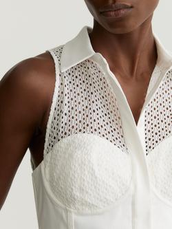 Reiss Hera A-Line Sleeveless Collar Neck Midi Dress, Ivory - view 2, Ivory