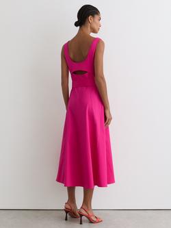 Reiss Irina Fit and Flare Sleeveless Midi Dress, Pink - view 2, Pink