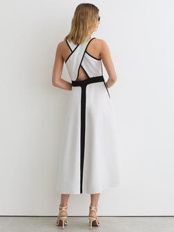 Reiss Nova Sleeveless V-Neck Midi Dress, Ivory/Black - view 2, Ivory/Black