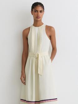 Reiss Sara Stretch Cotton Stripe Detail Midi Dress, Cream, Cream