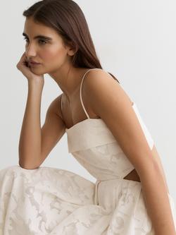 Reiss Sian Sleeveless Cotton Blend Lace Cut-Out Maxi Dress, Cream - view 2, Cream