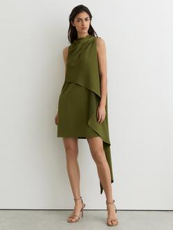 Reiss Wrenley Drape Mini Dress, Olive Green, Olive Green