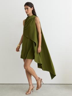 Reiss Wrenley Drape Mini Dress, Olive Green - view 2, Olive Green