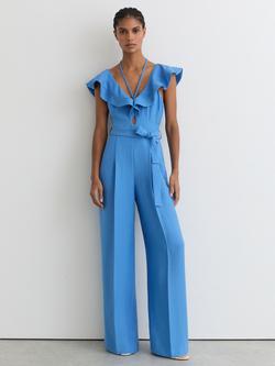 Reiss Sophia Frill Detail Jumpsuit, Blue, Blue