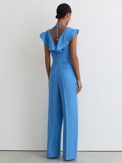 Reiss Sophia Frill Detail Jumpsuit, Blue - view 2, Blue