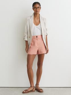 Reiss Ashby Pure Linen Shorts, Rose Pink, Rose Pink