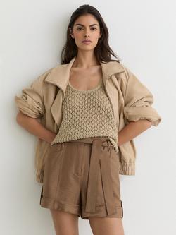 Reiss Avril Belted Shorts, Neutral, Neutral
