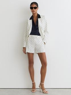 Reiss Beatrix Polka Dot Shorts, White/Navy, White/Navy