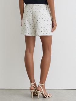 Reiss Beatrix Polka Dot Shorts, White/Navy - view 2, White/Navy