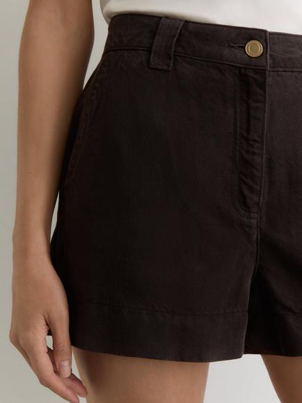 Reiss Carmen Linen Blend Shorts, Chocolate Brown - view 2, Chocolate Brown