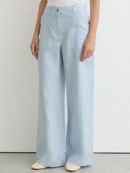 Reiss Petite Ashby Linen Trousers, Dusty Blue, Dusty Blue