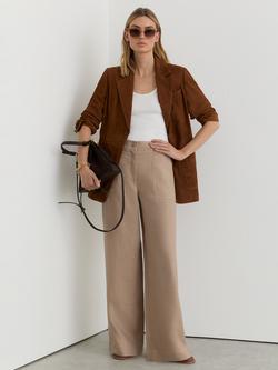 Reiss Petite Ashby Linen Trousers, Neutral, Neutral