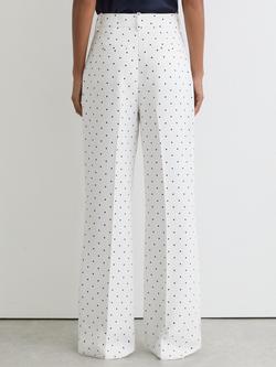 Reiss Beatrix Polka Dot Wide Leg Trousers - view 2, White/Navy