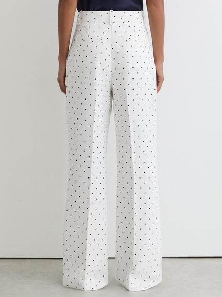 Reiss Beatrix Polka Dot Wide Leg Trousers - view 2, White/Navy