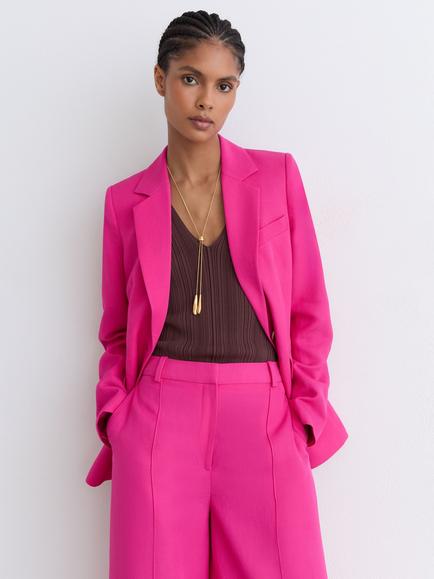 Reiss Petite Charli Pintuck Wide Leg Trousers, Pink - view 2, Pink