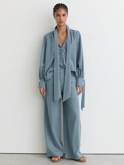 Reiss Charlotte Wide Leg Trousers, Light Blue, Light Blue