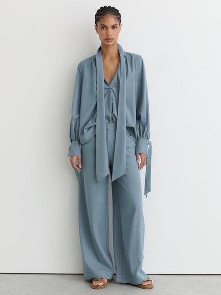 Reiss Charlotte Wide Leg Trousers, Light Blue, Light Blue