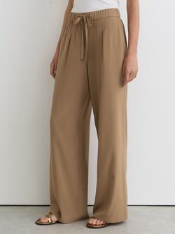Reiss Petite Maria Pure Silk Wide Leg Trousers, Camel, Camel