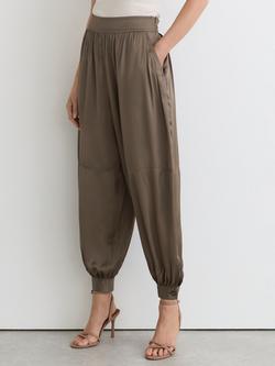 Reiss Neave Mid Rise Harem Trousers, Taupe, Taupe