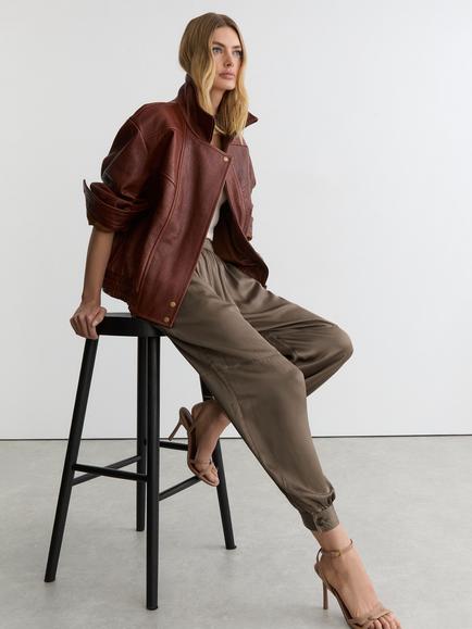 Reiss Neave Mid Rise Harem Trousers, Taupe - view 2, Taupe