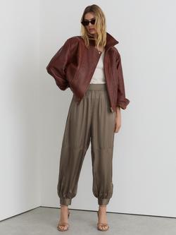 Reiss Neave Petite Satin Balloon-Leg Trousers, Taupe Neutral, Taupe Neutral