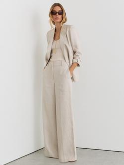 Reiss Nolah Linen Blend Wide Leg Trousers, Neutral, Neutral