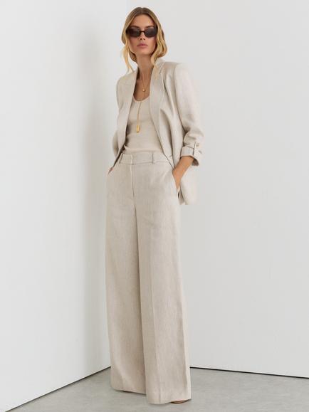Reiss Nolah Linen Blend Wide Leg Trousers, Neutral, Neutral
