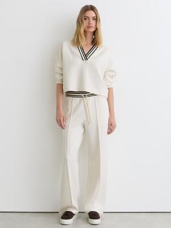 Reiss Petite Verity Interlock Stripe Waist Joggers, Ivory, Ivory