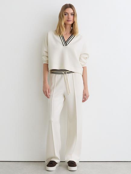 Reiss Petite Verity Interlock Stripe Waist Joggers, Ivory, Ivory