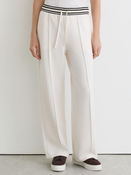 Reiss Petite Verity Interlock Stripe Waist Joggers, Ivory - view 2, Ivory