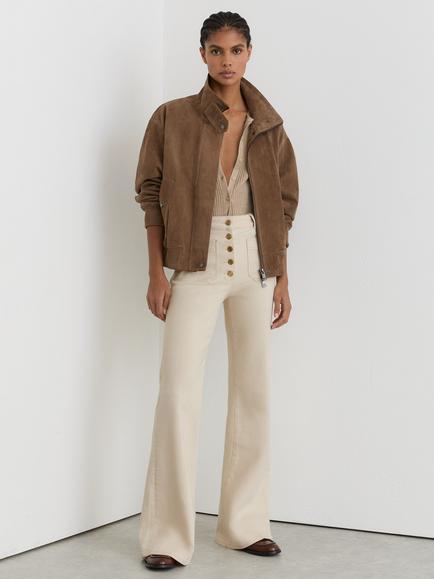 Reiss Petite Cali Flared Jeans, Ecru, Ecru