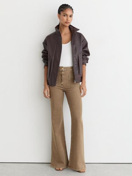 Reiss Cali Flared Jeans, Light Brown, Light Brown