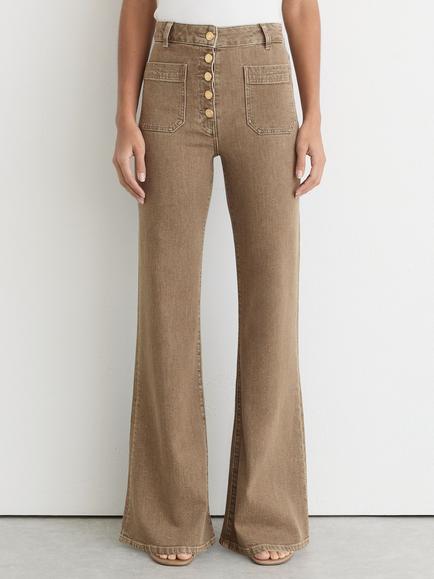 Reiss Petite Cali Flared Jeans, Light Brown, Light Brown