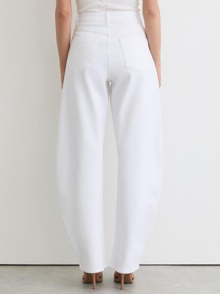Reiss Petite Sabel Barrel Leg Topstitched Jeans, White - view 2, White