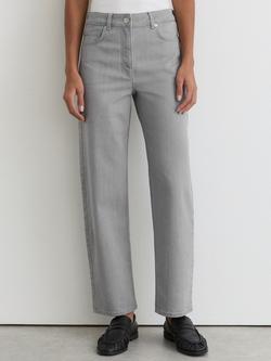 Reiss Petite Selin Mid Rise Straight Denim Jeans, Grey