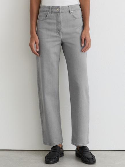 Reiss Petite Selin Mid Rise Straight Denim Jeans, Grey