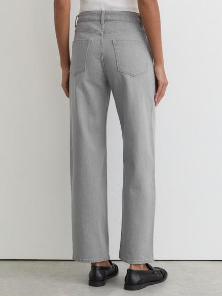 Reiss Petite Selin Mid Rise Straight Denim Jeans - view 2, Grey