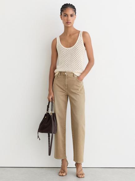 Reiss Selin Mid Rise Straight Leg Jeans, Neutral, Neutral